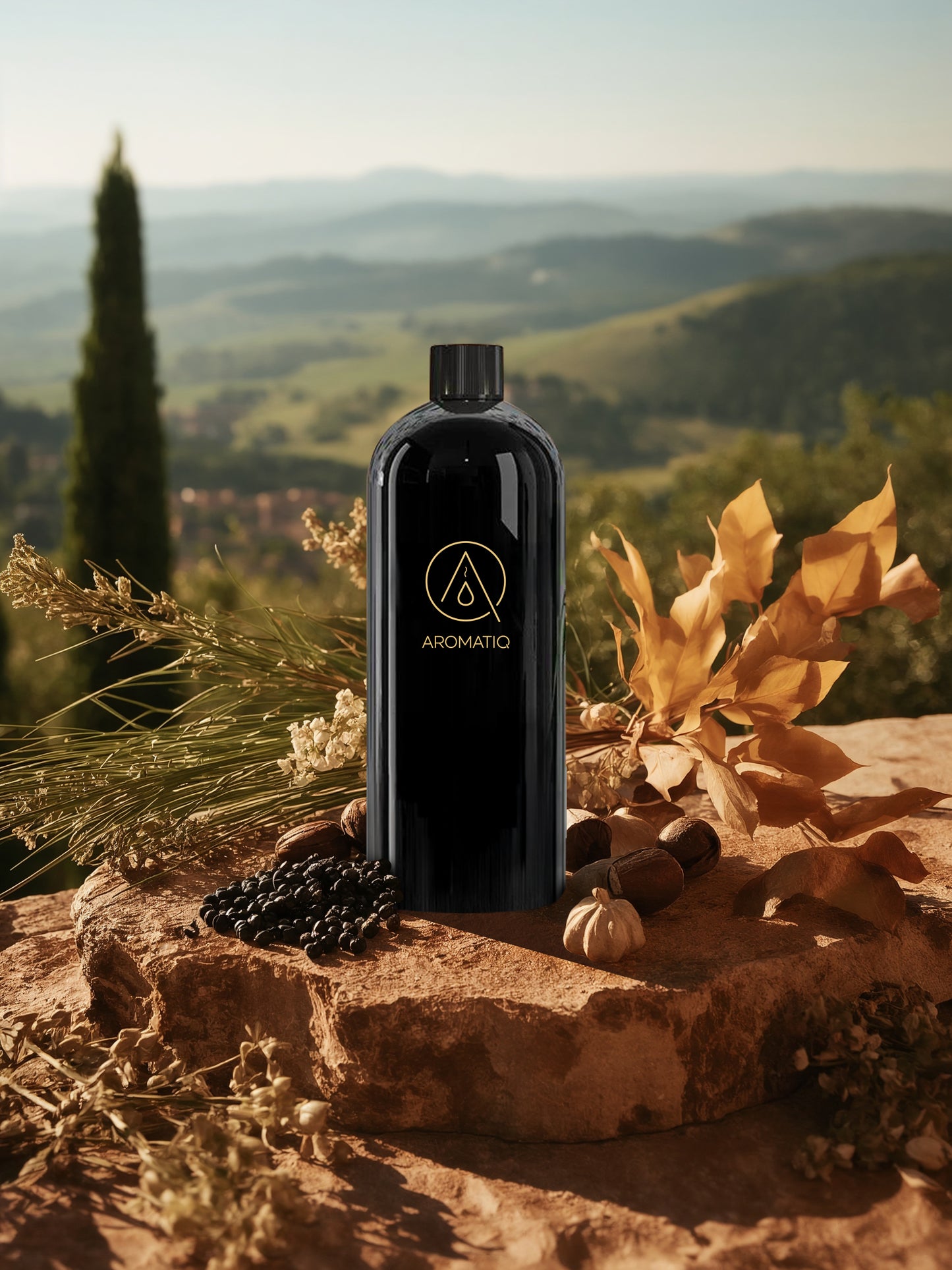 TOSCANA blends black pepper, nutmeg, chestnut and oakwood with warm green notes. A rich, sun-soaked autumn fragrance inspired by the hills of Tuscany.